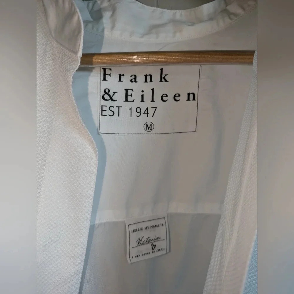 Frank & Eileen Victoria Italian Tuxedo Shirt White size Medium Office Oversized - Picture 6 of 9